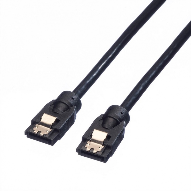 Cablu date SATA III 6 Gb/s drept/drept 0.5m Negru, Roline 11.03.1552 conectica.ro imagine noua 2022