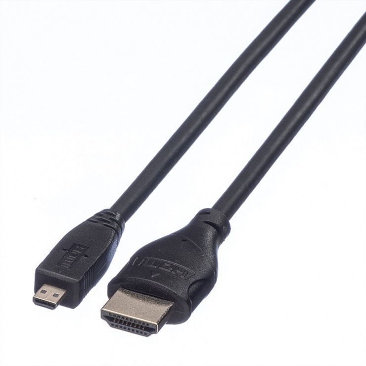 Cablu HDMI la micro HDMI-D v1.4 T-T 2m, Roline 11.04.5581 Roline 11.04.5581 imagine 2022 3foto.ro