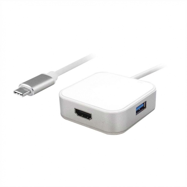 Adaptor USB tip C la HDMI + 2 x USB 3.0, 1 x PD (Power Delivery) T-M Alb, Value 12.99.1133 Value conectica.ro imagine 2022 3foto.ro