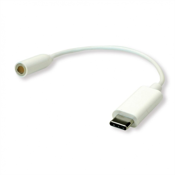 Adaptor audio USB-C la jack 3.5mm T-M 0.13m Alb, Roline 12.03.3213 imagine noua