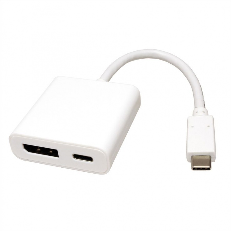 Adaptor USB-C la Displayport v1.2 + 1 x USB-C PD (Power Delivery) T-M, Roline 12.03.3221 imagine noua