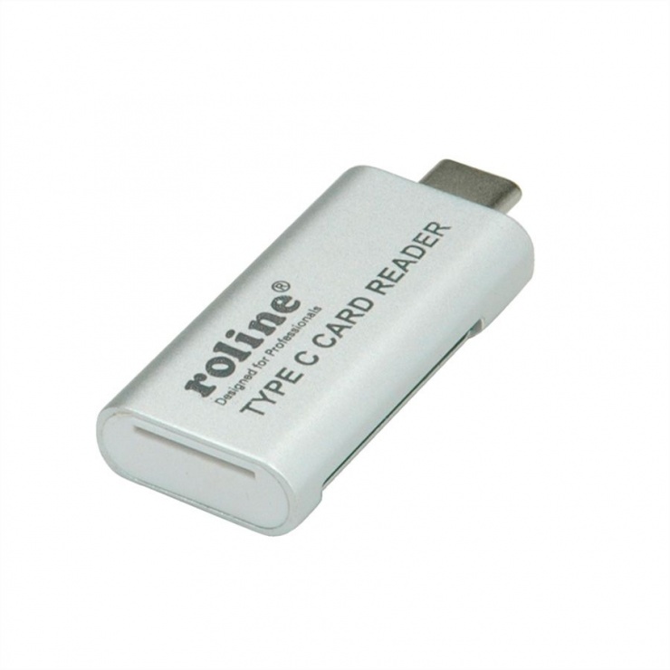 Cititor de carduri USB 3.0 tip C la SD/MicroSD, Roline 15.08.6259 imagine noua