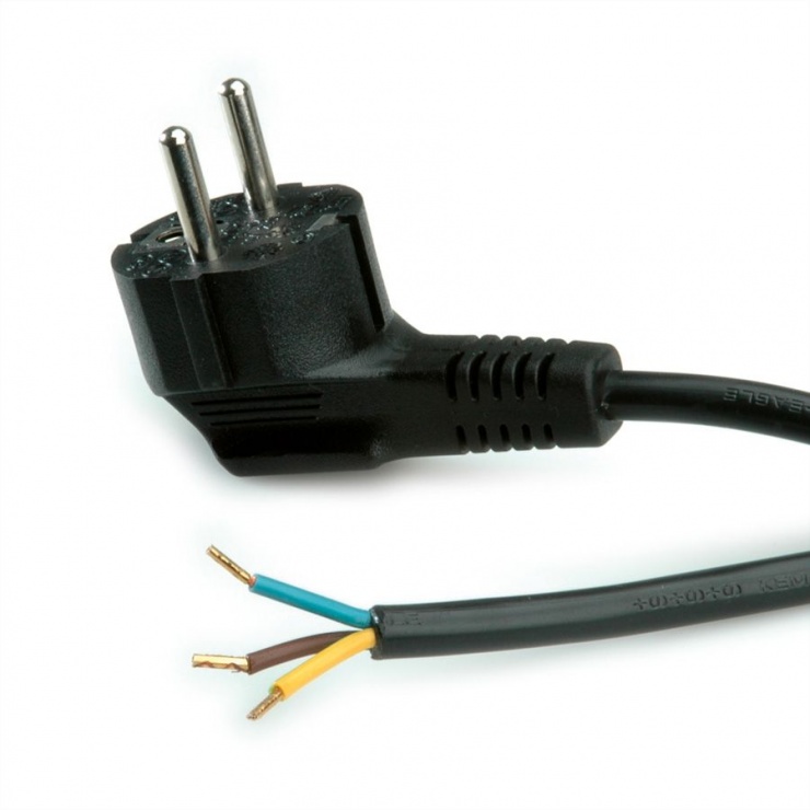 Cablu de alimentare Schuko cu fire deschise 1.8m negru, Roline 19.08.1110 conectica.ro imagine noua 2022