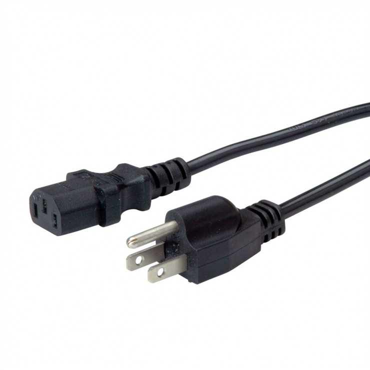 Cablu de alimentare NEMA-5 USA la IEC C13 1.8m Negru, Value 19.99.1495 conectica.ro