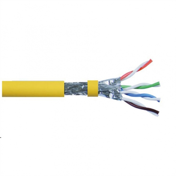 Cablu de retea RJ45 S/FTP Cat.8 fir solid LSOH 100m, Roline 21.15.0005 100m imagine noua