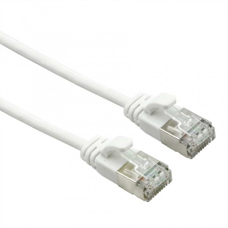 Cablu de retea U/FTP Data Center cat 7 LSOH cu mufe RJ45 (500 MHz) Slim Alb 5m, Roline 21.15.1715 21.15.1715