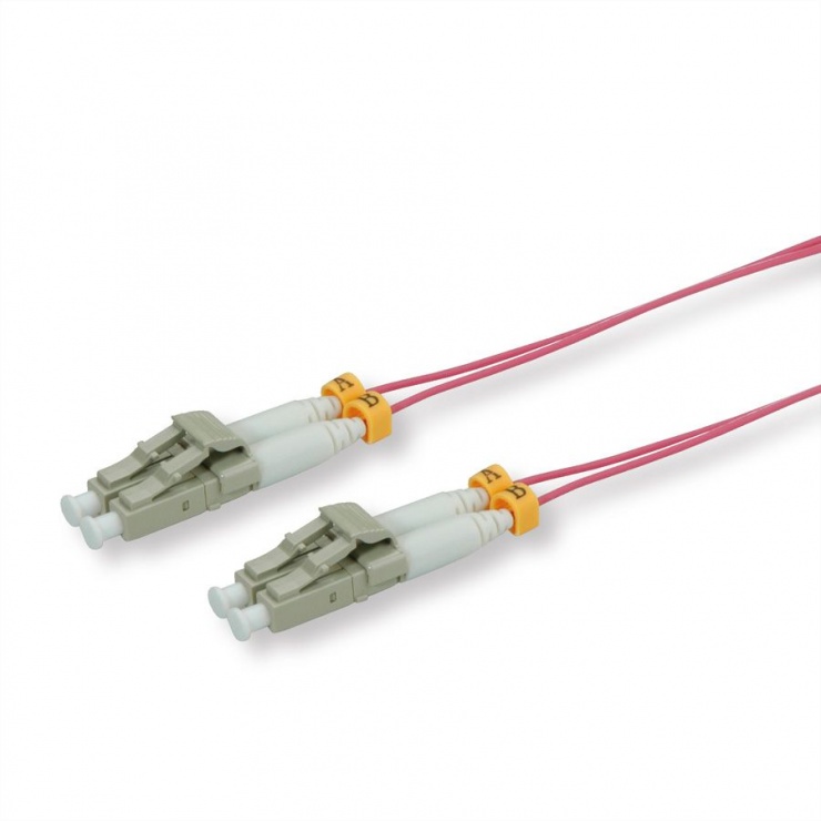 Cablu slim Fibra optica LC- LC OM4 violet 1m, Roline 21.15.9261 conectica.ro