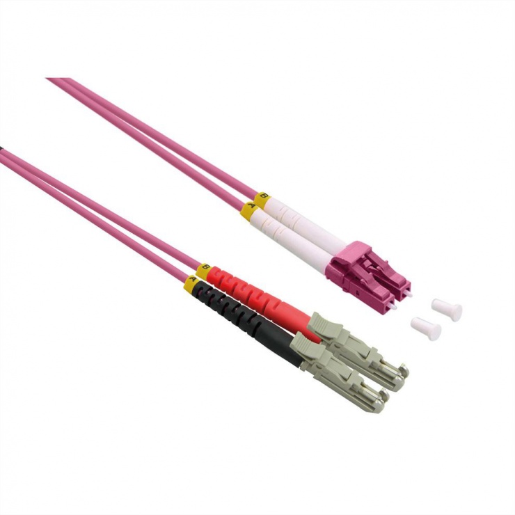 Cablu fibra optica Duplex LSH – LC, UPC Polish OM4 violet LSOH 3m, Roline 21.15.9473 21.15.9473