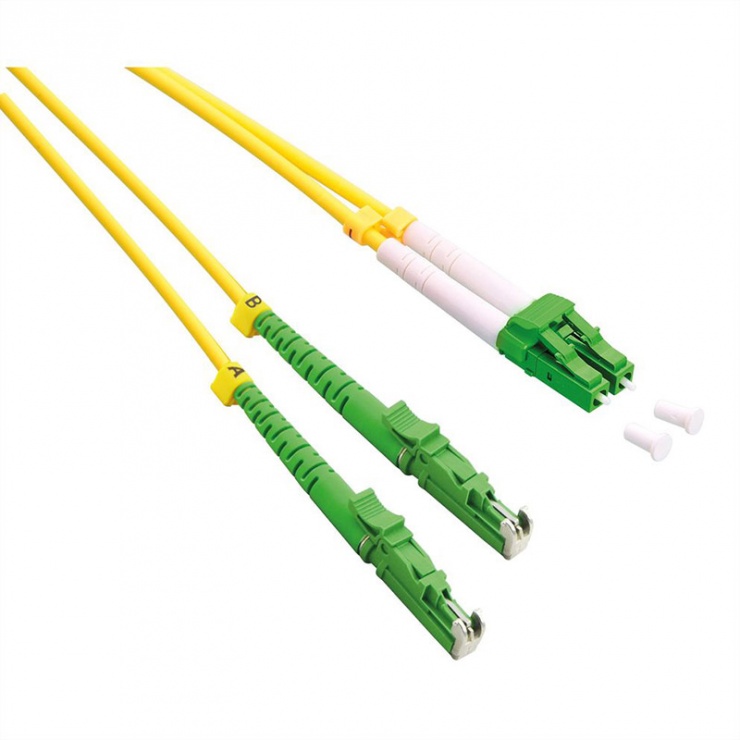 Cablu fibra optica Jumper Duplex OS2 LSH – LC APC Polish, LSOH, Galben 1m, Roline 21.15.9481 conectica.ro