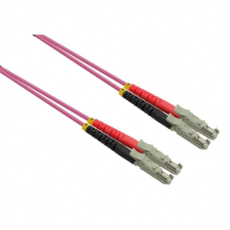 Cablu Fibra optica Duplex OM4 LSH – LSH Violet LSOH 7.5m, Roline 21.15.9496