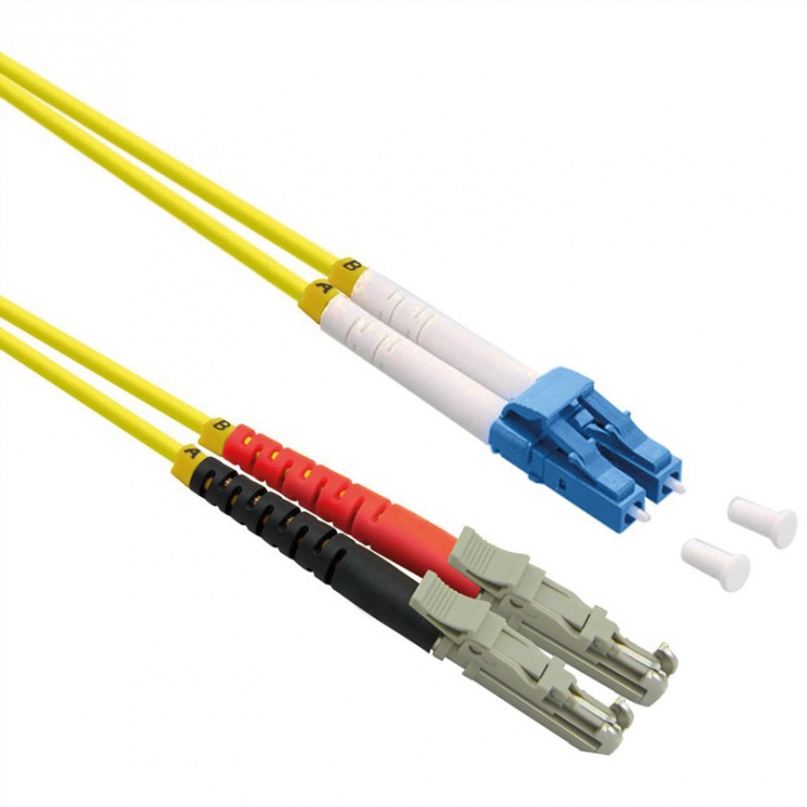 Cablu fibra optica duplex LSH APC – LC UPC, LSOH, Galben 0.5m, Roline 21.15.9510