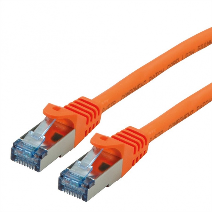 Cablu de retea S/FTP Cat.6A, Component Level, LSOH orange 15m, Roline 21.15.2878 conectica.ro