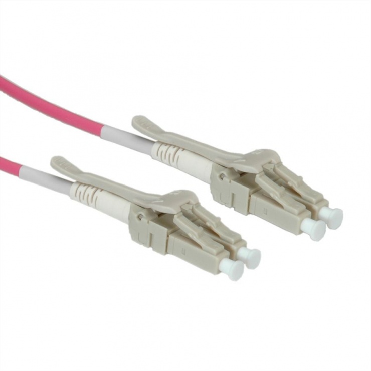 Cablu fibra optica LC – LC OM4 conector Low Loss pentru Data Center 1m violet, Roline 21.15.8871