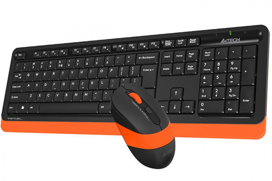 KIT tastatura + mouse wireless A4Tech Fstyler Negru/Orange, FG1010 Orange