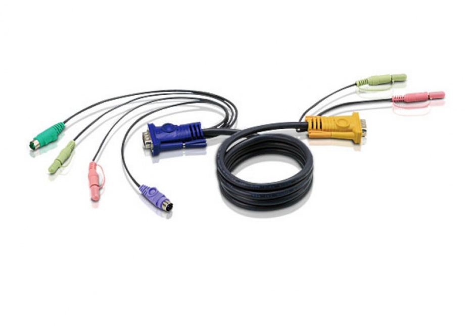 Cablu PS/2 KVM 3 in 1 cu SPHD si Audio 1.8m, ATEN 2L-5302P 1.8m imagine noua tecomm.ro