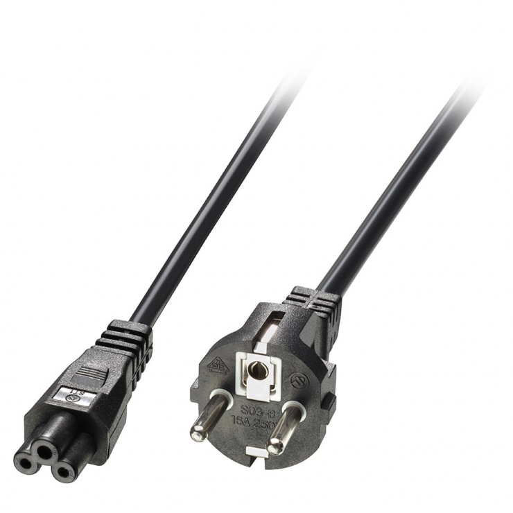 Cablu de alimentare Schuko la IEC C5 Mickey Mouse 2m Negru, Lindy L30449 conectica.ro