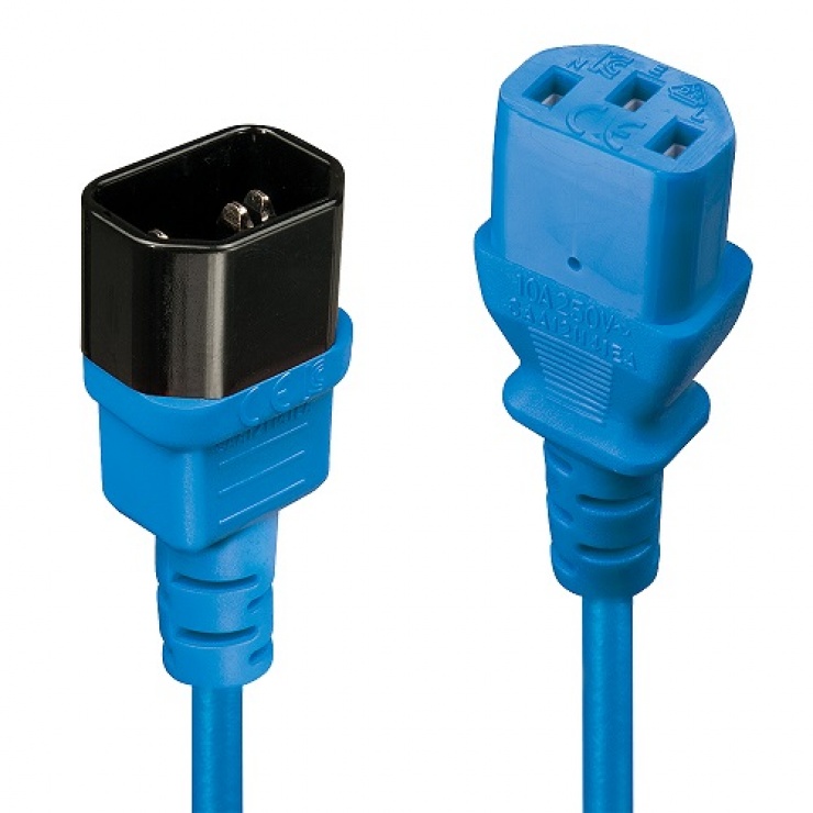 Cablu prelungitor alimentare IEC C13 – C14 0.5m Bleu, Lindy L30470 0.5m