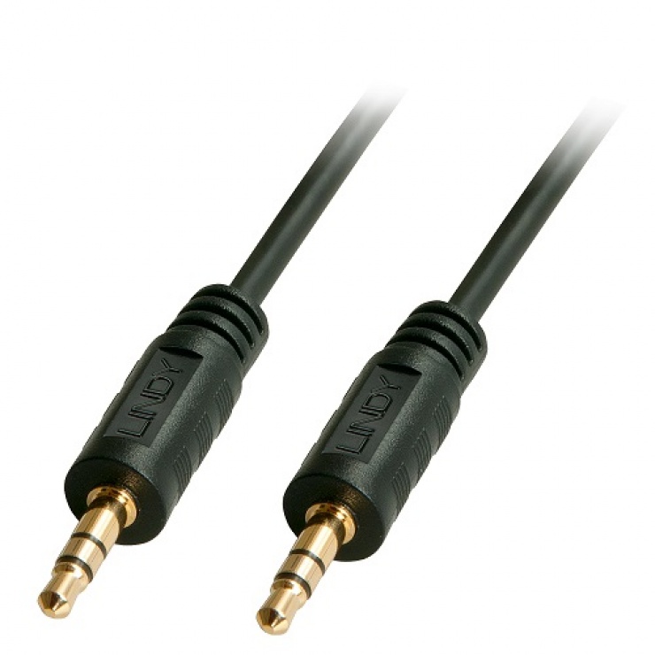 Cablu audio jack stereo 3.5mm T-T negru 20m Premium, Lindy L35648 imagine noua