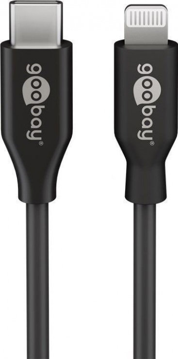 Cablu de date + incarcare USB-C la iPhone Lightning MFI T-T 0.5m Negru, Goobay 39428 imagine noua