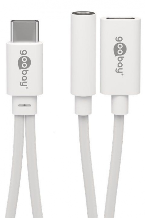 Adaptor audio usb-c la jack 3.5mm + alimentare usb-c (htc, oneplus, xiaomi, lg, sony, huawei), goobay 39944