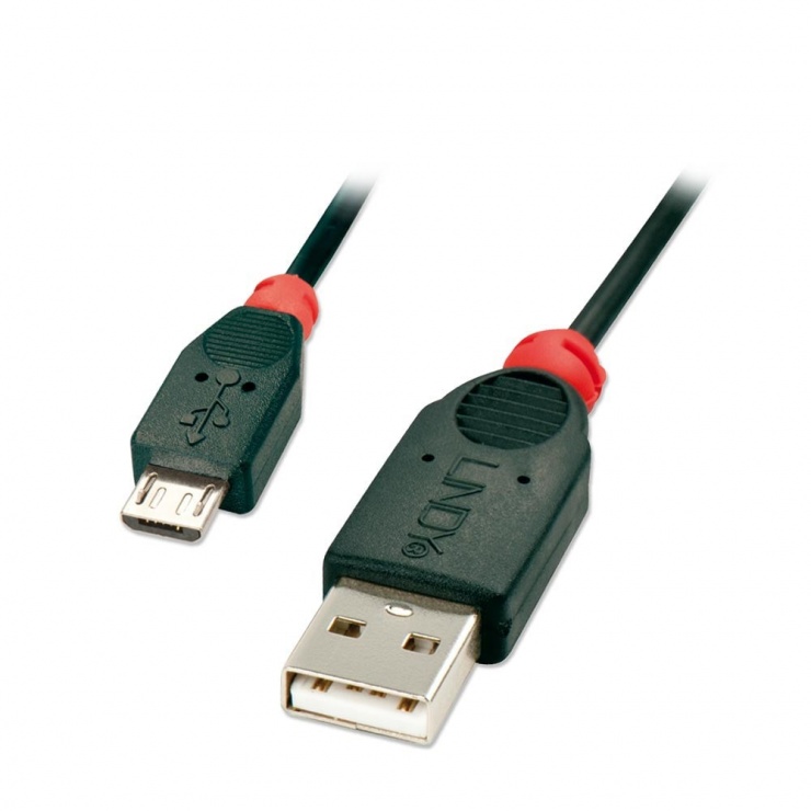 Cablu micro usb 2.0 la usb-a 2m t-t negru, lindy l41803