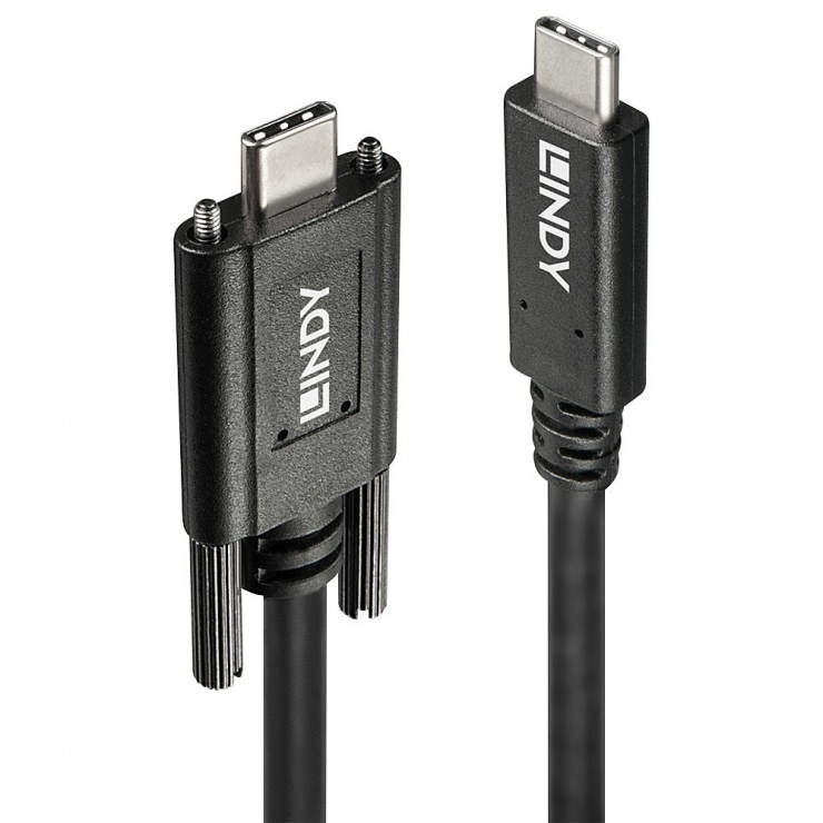 Cablu USB 3.1 tip C cu surub la USB 3.1-C T-T 1m negru, Lindy L41909