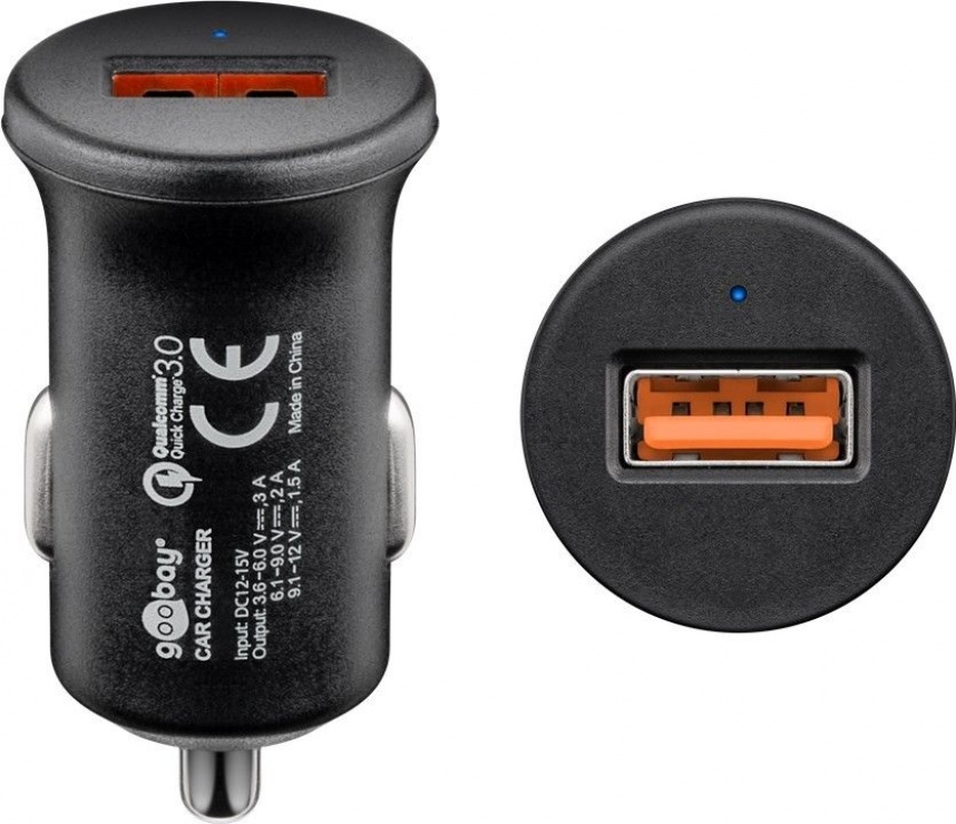 Incarcator auto 1 x usb quick charge/fast charger 3.0 3a, goobay 45162