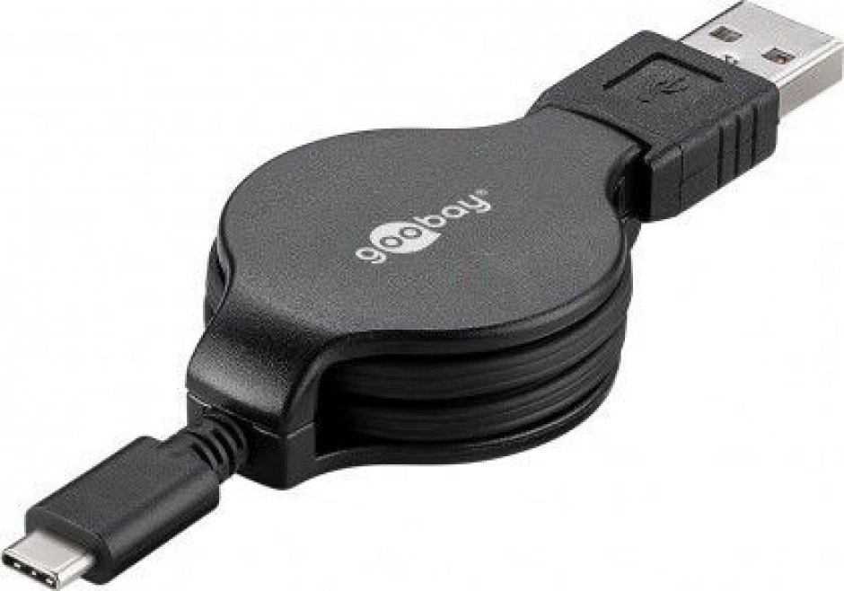 Cablu usb-c 2.0 t-t retractabil 1m, goobay 45743