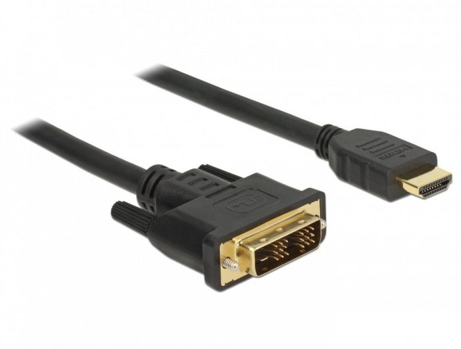 Cablu DVI-D Single Link 18+1 la HDMI pini T-T 3m, Delock 85585