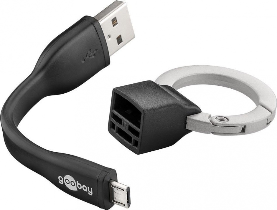 Breloc cablu date si incarcare micro usb 0.085m, goobay 71810