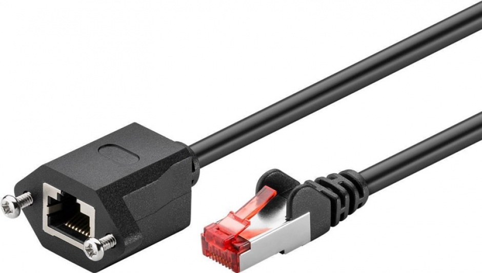 Cablu de retea prelungitor T-M cat 6 F/UTP Negru 10m, Goobay 77570