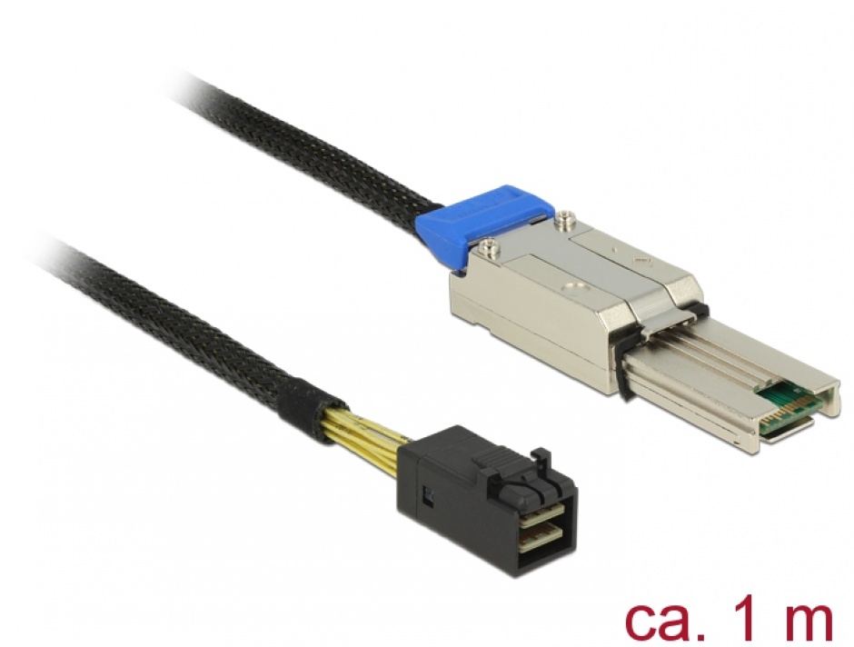 Cablu Mini SAS HD SFF-8088 la Mini SAS HD SFF-8643 1m, Delock 83620 conectica.ro