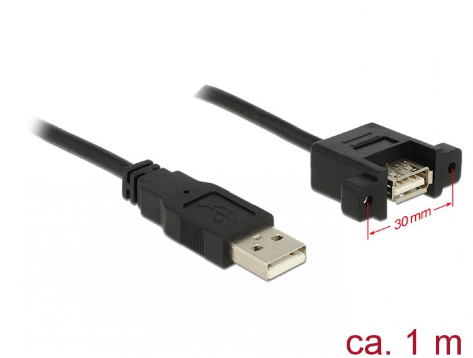 Cablu USB 2.0-A la USB 2.0-A panel-mount T-M 1m, Delock 85106 1m