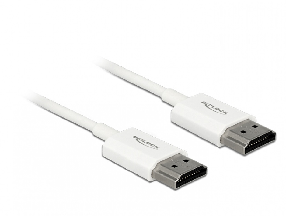 Cablu HDMI v2.0 3D 4K T-T 4.5m Activ Slim Premium Alb, Delock 85139 4.5m