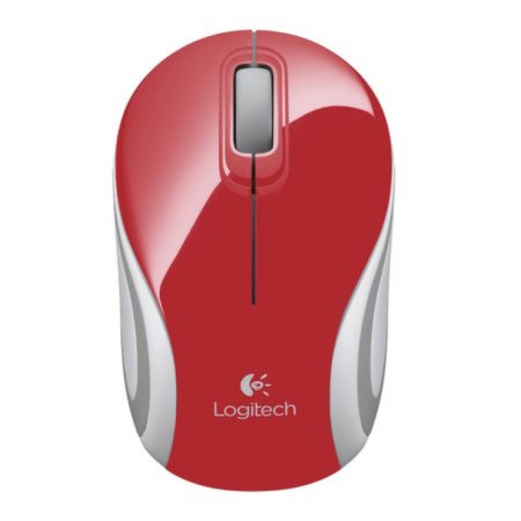 Mouse wireless m187 alb/rosu, logitech