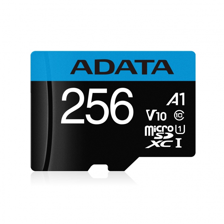 Card de memorie MicroSD SDXC 256GB clasa 10 + adaptor SD, ADATA AUSDX256GUICL10A1-RA1 (clasa imagine noua 2022
