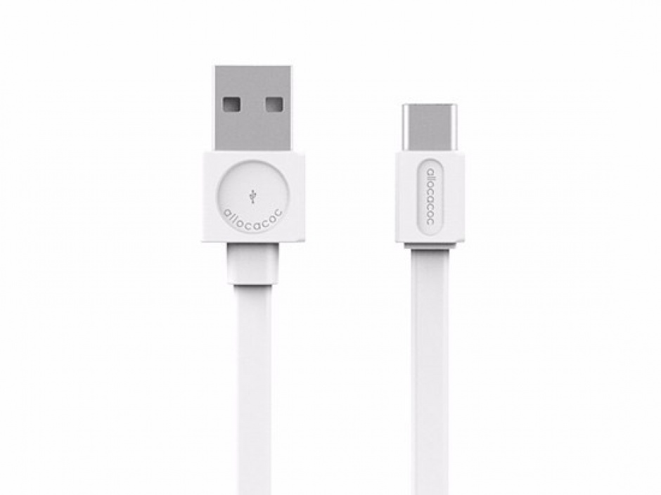 Cablu date si incarcare usb 2.0-a la tip c alb 1.5m, allocacoc
