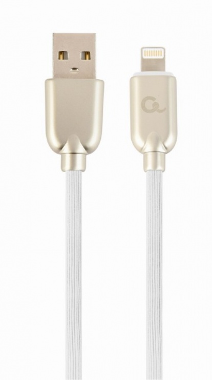 Cablu USB 2.0 la iPhone Lightning Premium 1m Alb, Gembird CC-USB2R-AMLM-1M-W conectica.ro
