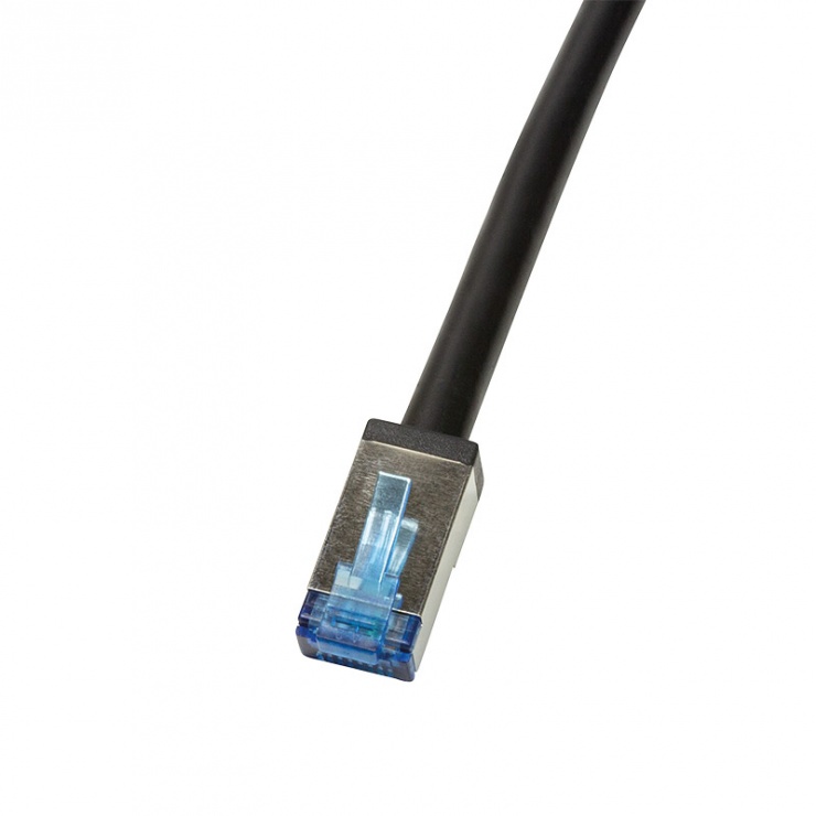 Cablu de retea S/FTP RJ45 pentru exterior CAT.6A 30m Negru, Logilink CQ7123S 30m imagine noua 2022