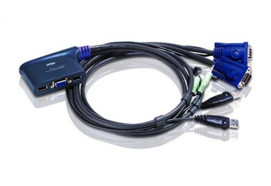 Distribuitor KVM USB VGA/Audio 2 porturi 0.9m, ATEN CS62US imagine noua