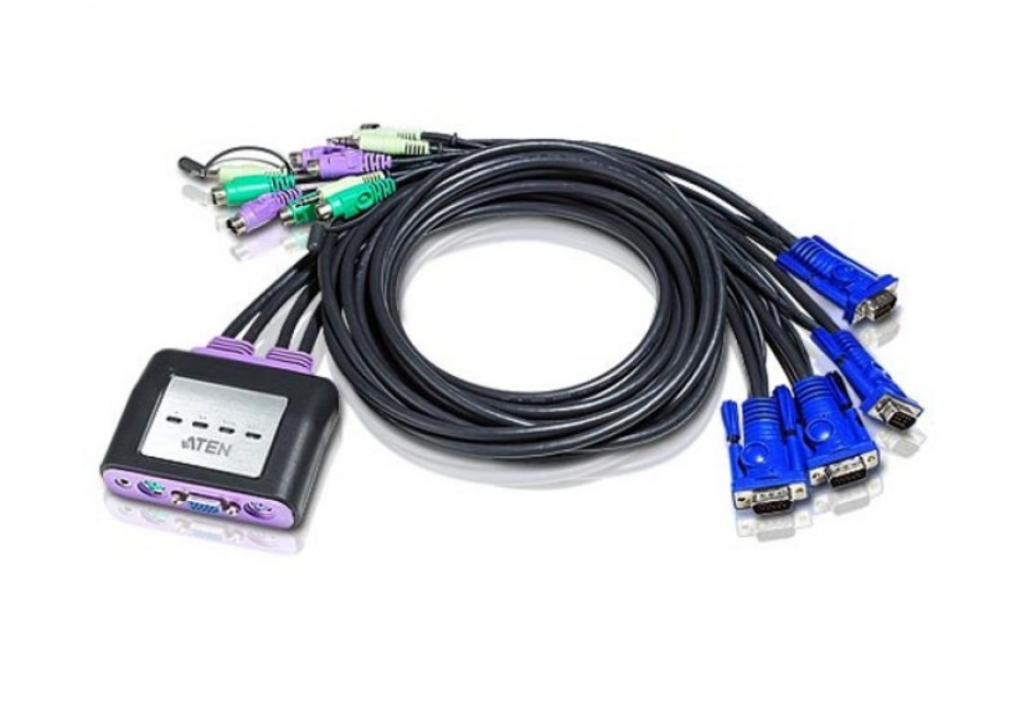 Switch KVM PS/2 VGA/Audio 4 porturi 1.8m, ATEN CS64A