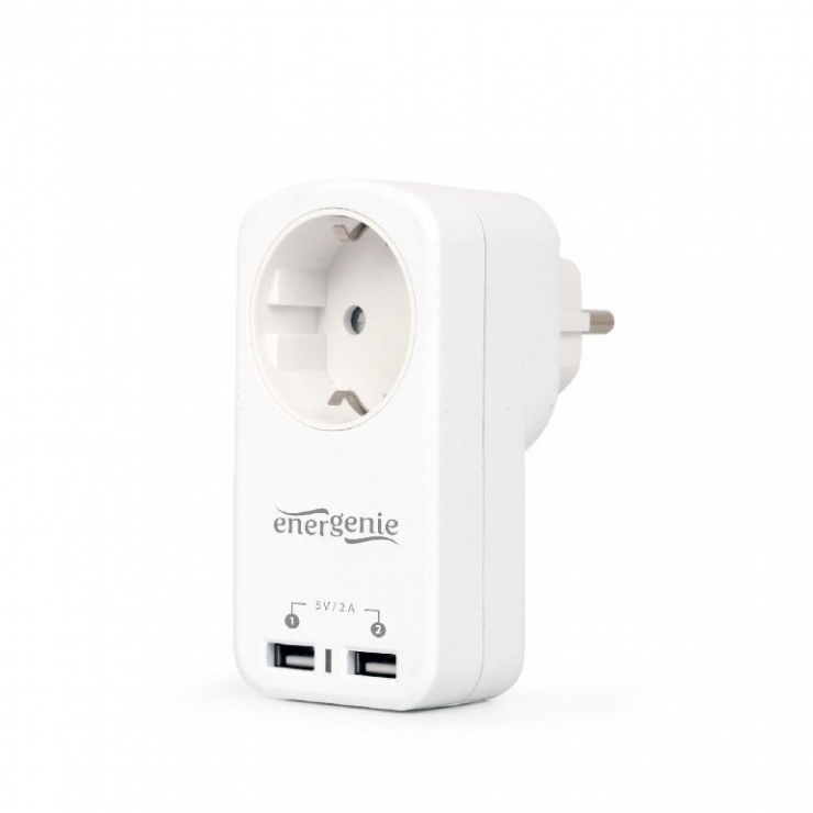 Priza perete cu 2 porturi incarcare usb 2.1a alba, gembird eg-acu2-01-w
