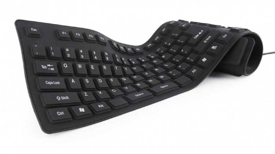 Tastatura flexibila USB cu adaptor OTG Negru, Gembird KB-109F-B imagine noua