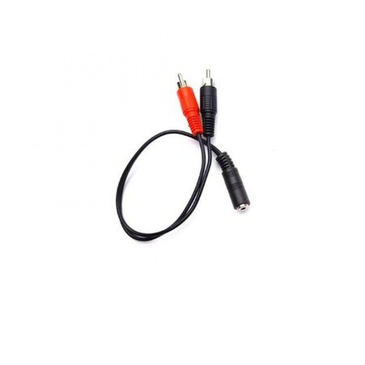 Adaptor jack 3.5mm la 2 x rca m-t 0.2m negru, ktcblhe17056