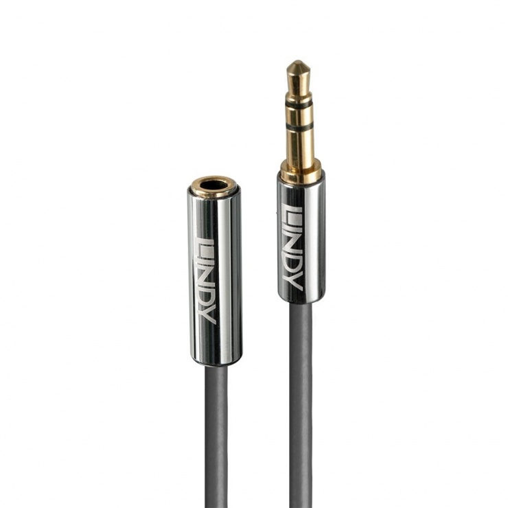 Cablu prelungitor audio jack stereo 3.5mm CROMO Line T-M 0.5m, Lindy L35326 conectica.ro