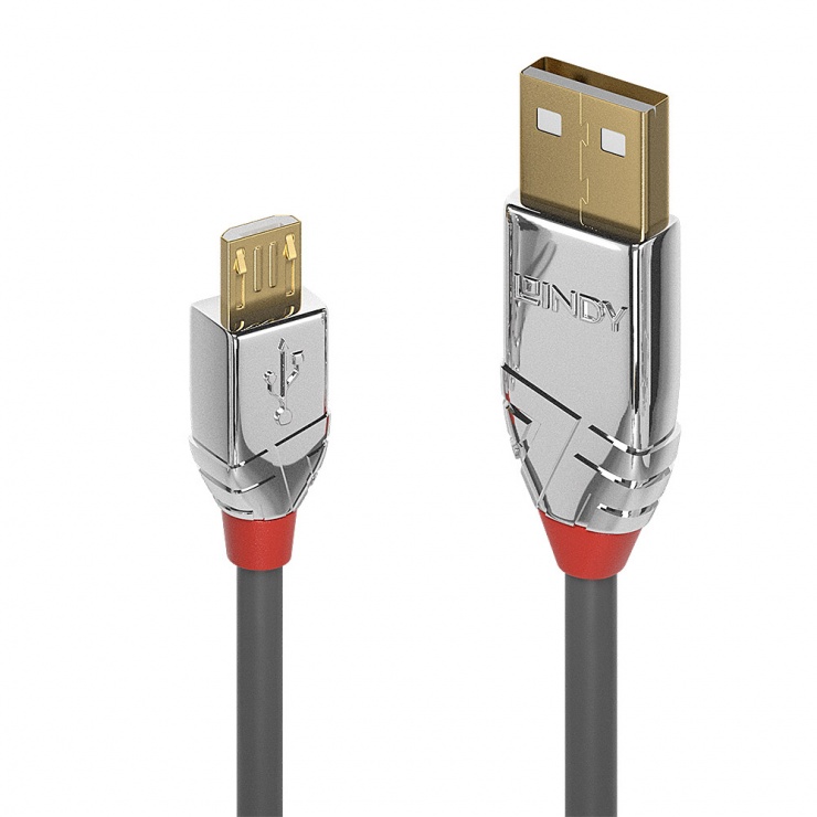 Cablu USB 2.0 la micro USB-B Cromo Line T-T 5m, Lindy L36654 imagine noua