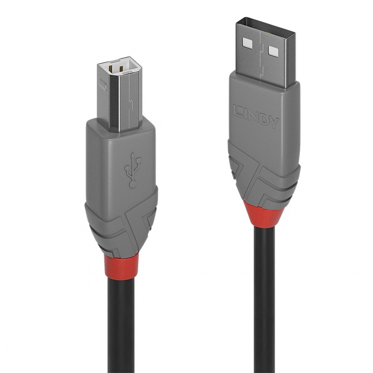 Cablu de imprimanta USB A la tip B 7.5m Negru Anthra Line, Lindy L36676 7.5m