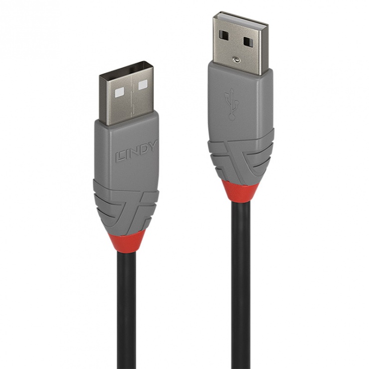 Cablu USB 2.0-A T-T 1m Anthra Line Gri, Lindy L36692 2.0-A