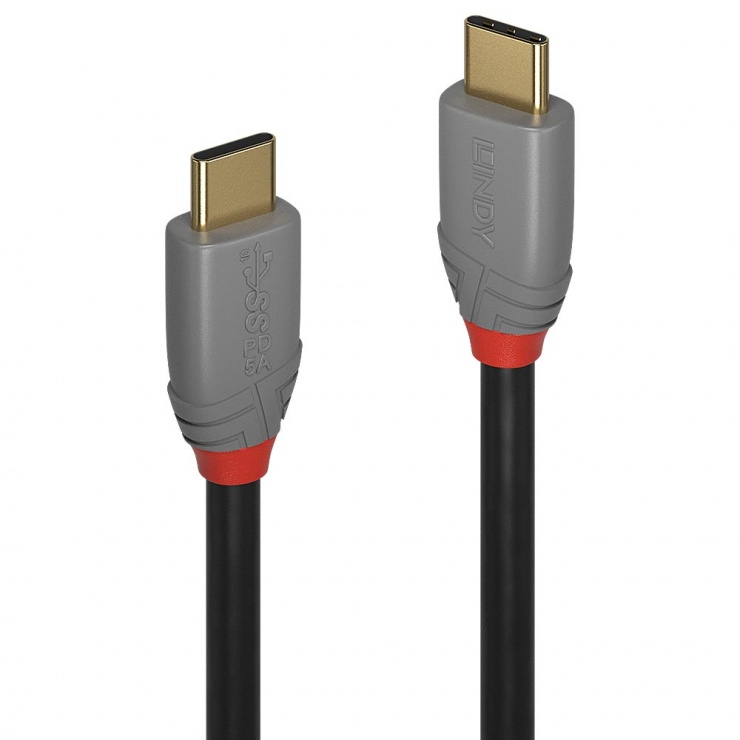 Cablu USB 3.1 tip C la tip C T-T 1m 5A PD (Power Delivery) Anthra Line, Lindy L36901 conectica.ro