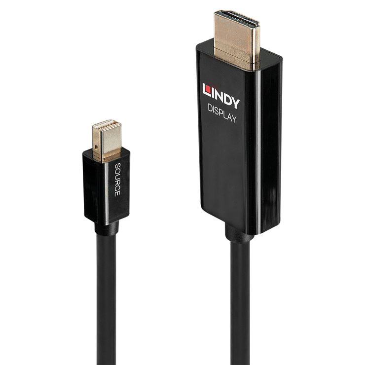Cablu Mini DisplayPort 1.2 la HDMI v2.0 4K T-T activ 2m, Lindy L40912 conectica.ro imagine noua tecomm.ro